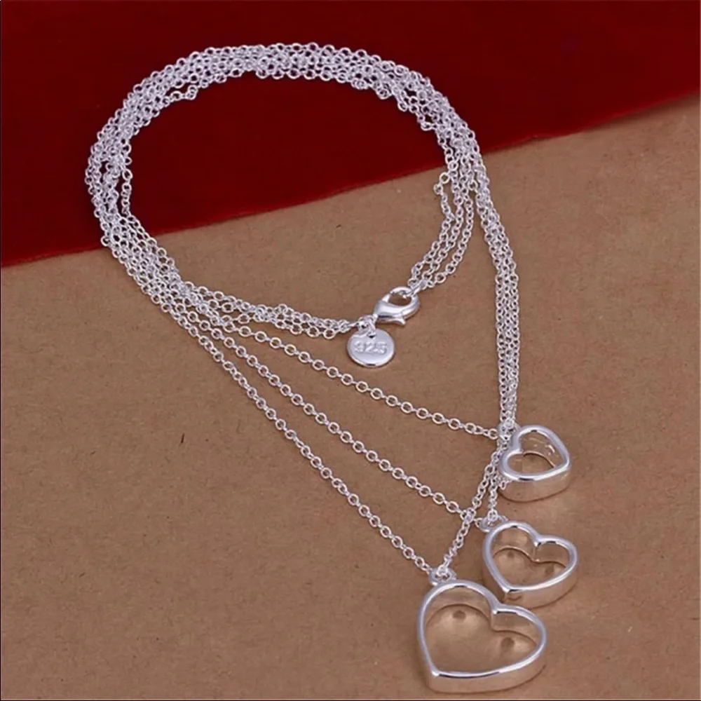 Heart Multilayered Sterling Silver Necklace - Picture 2 of 2